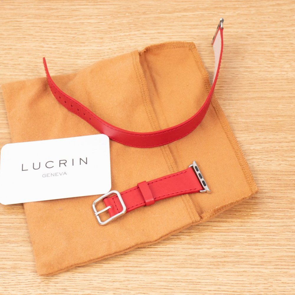 Lucrin Geneva Double Tour Red Calf Smooth Leather 41mm 40mm 38mm 1-9 MSRP $255